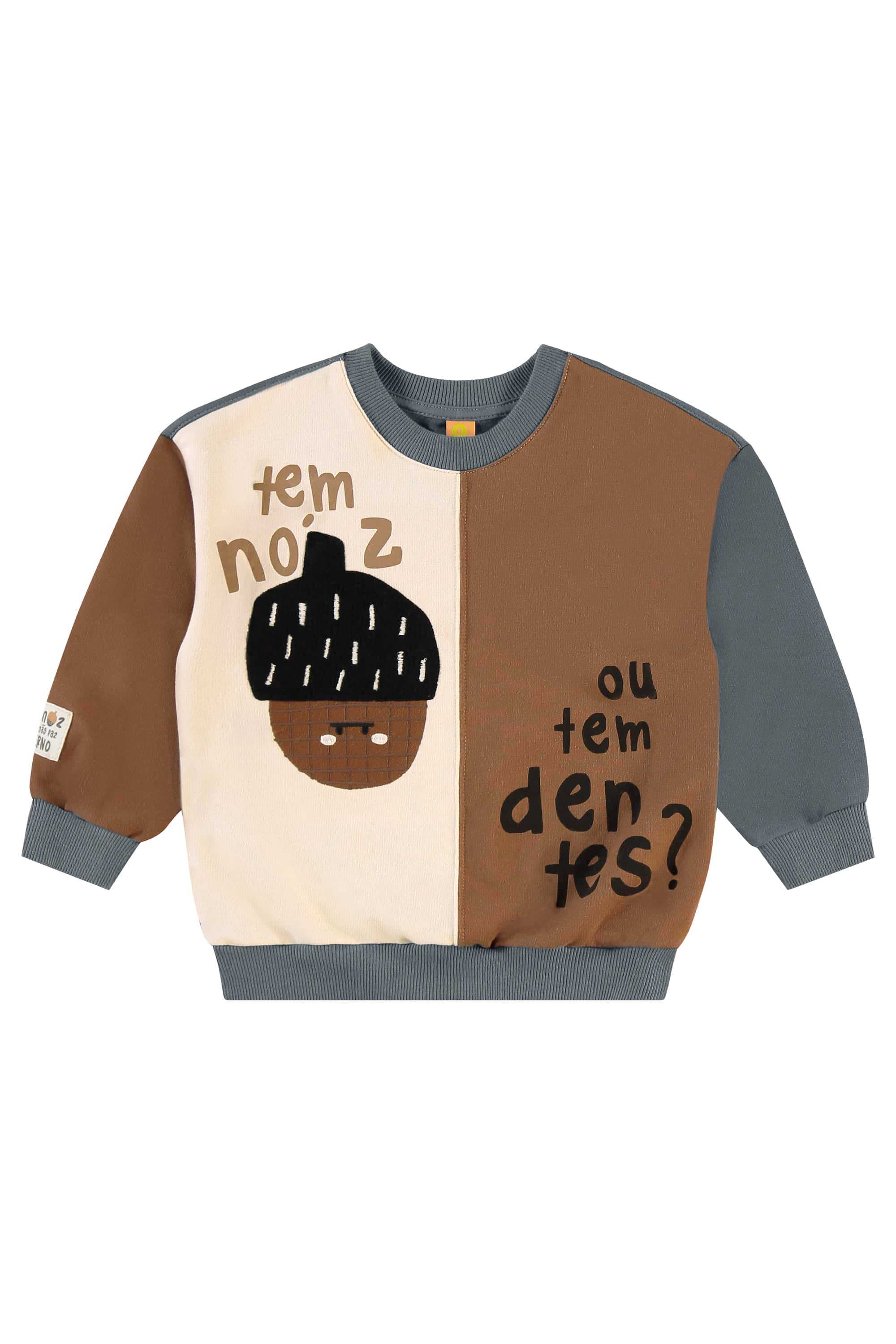 Conjunto Nozes Infantil Masculino com Blusão e Calça (Cinza) Três e Já - Imagem 43